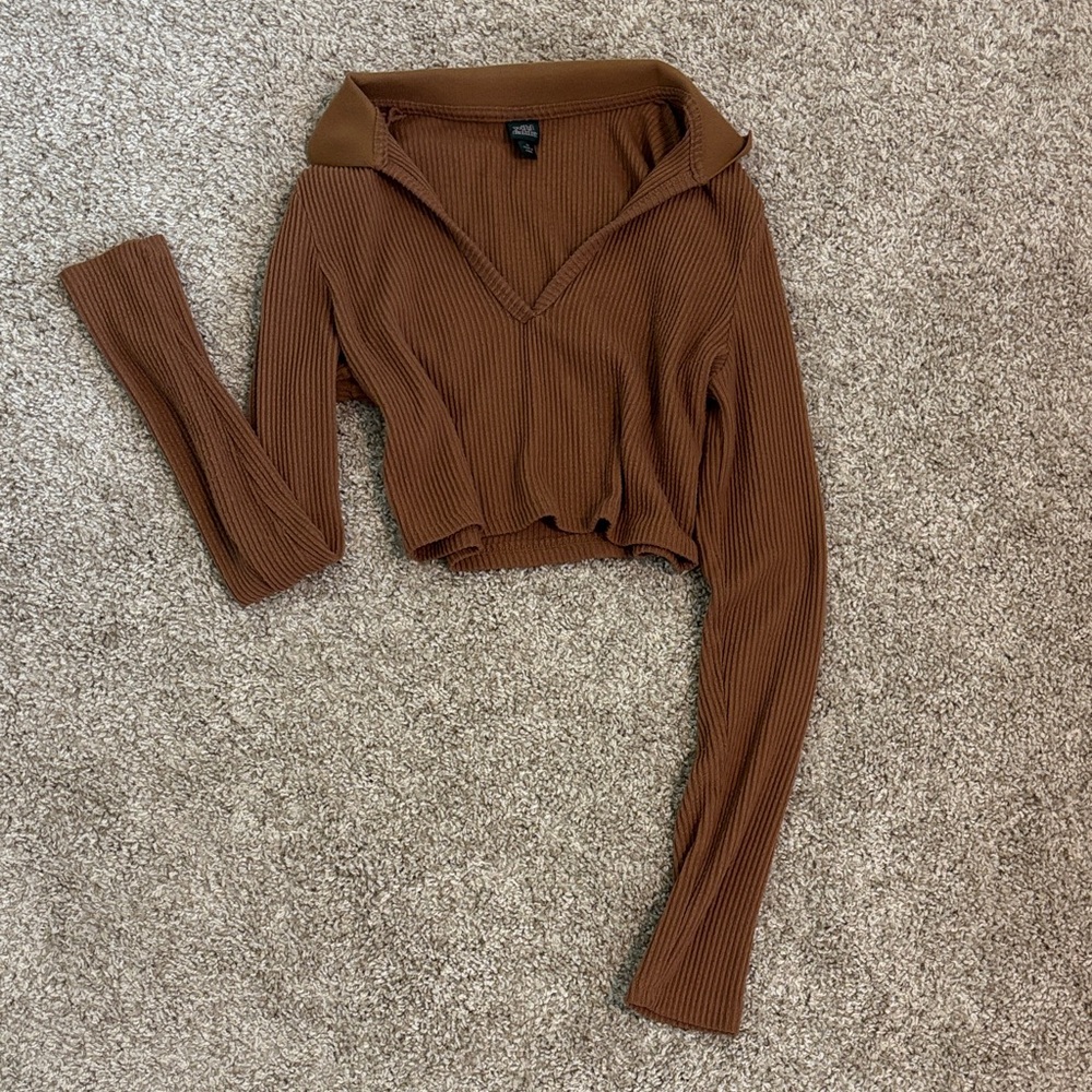 Wild Fable Tan Ribbed Knit Top